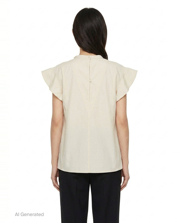 Tonal Poplin Flutter Sleeve Blouse | 3.1 Phillip Lim | Club21 - back