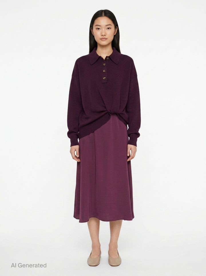 Ultrafine Merino Long Sleeve Polo Midi Dress | 3.1 Phillip Lim | Club21 - front