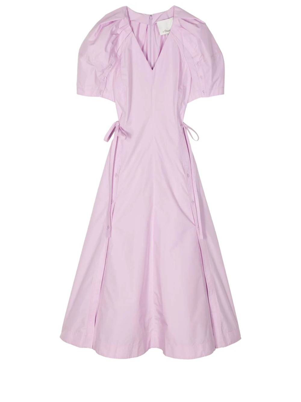 Bloom Sleeve V-Neck Dress With Button