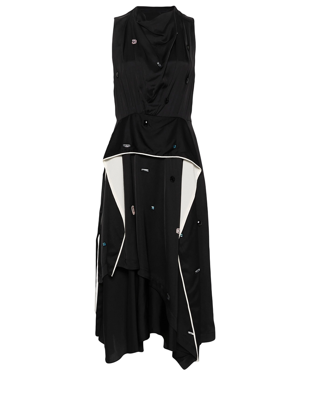 Sleeveless Cascade Drape Dress