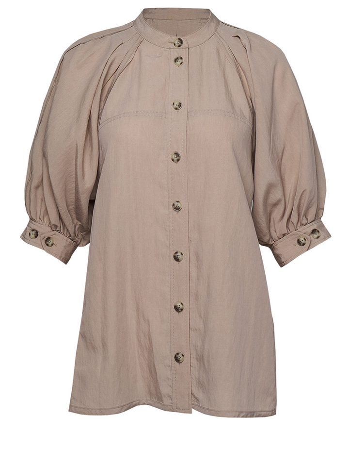 Relaxed Lantern Sleeve Button Top