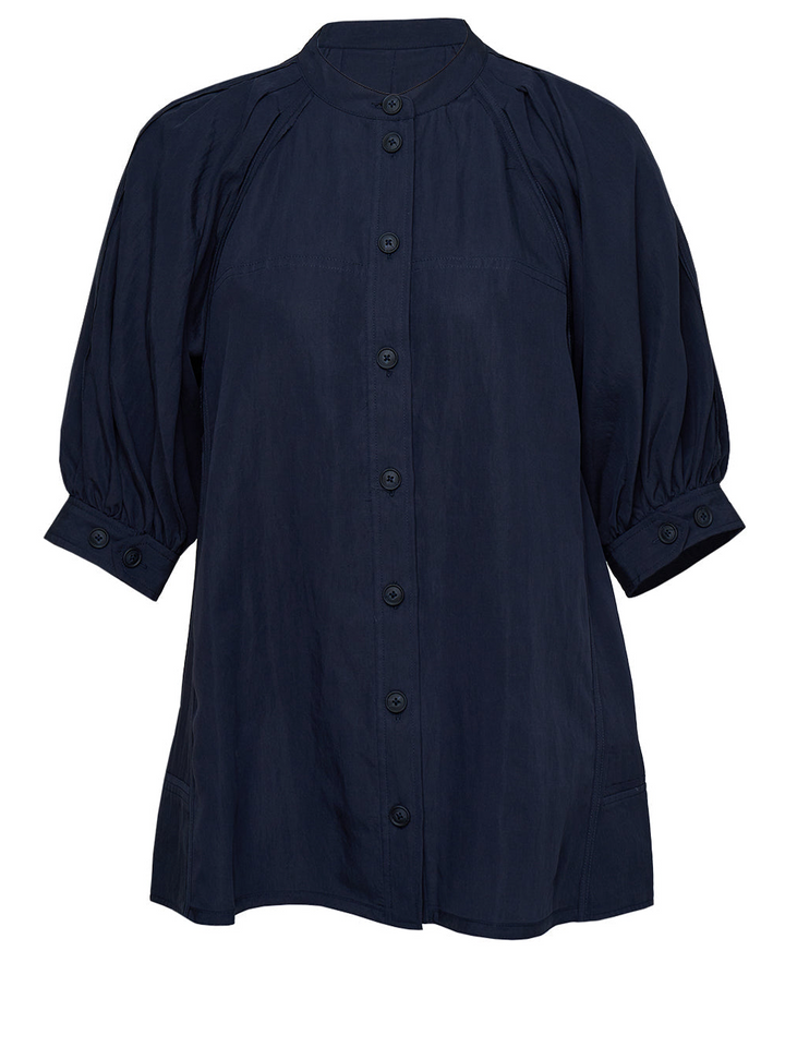 Relaxed Lantern Sleeve Button Top