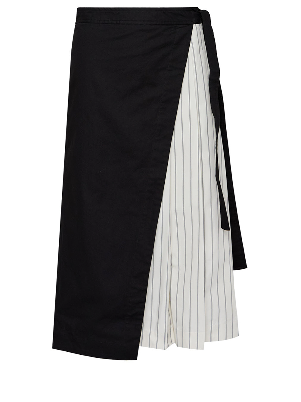 Wrap Skirt With Pleated Poplin Cotton