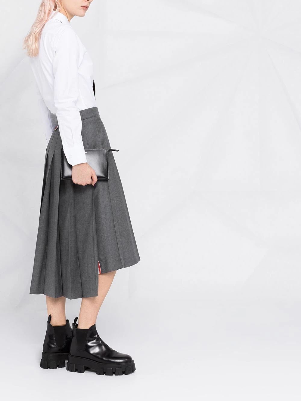 Dropped Back Pleated Skirt