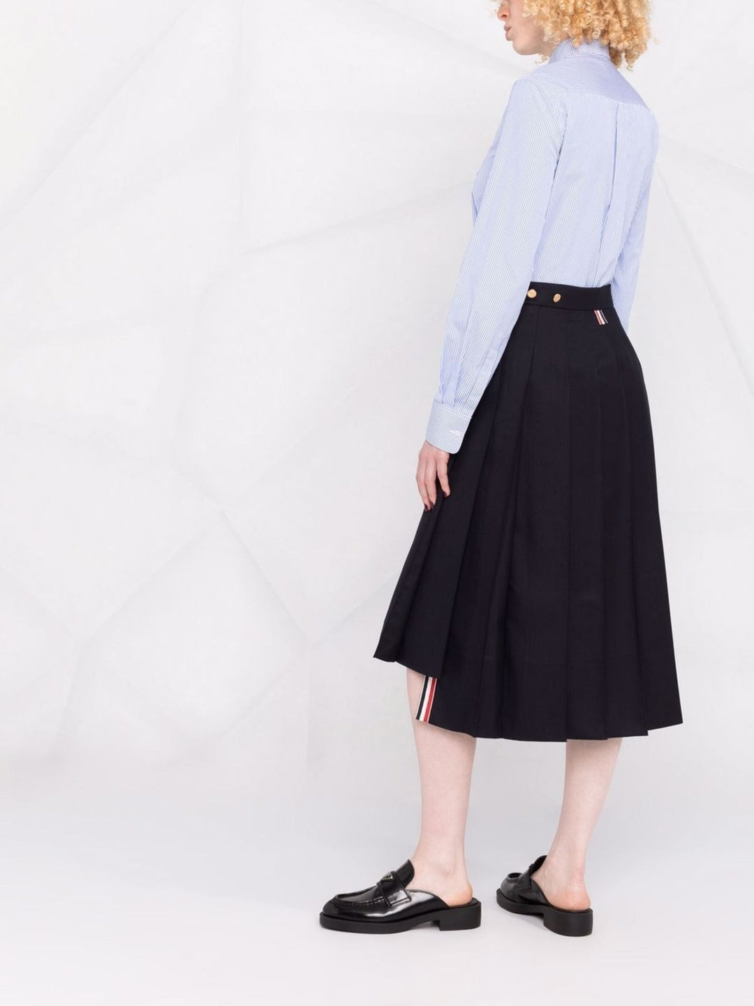 Twill Pleated Midi Skirt