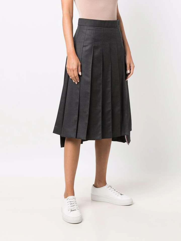 Twill Pleated Midi Skirt