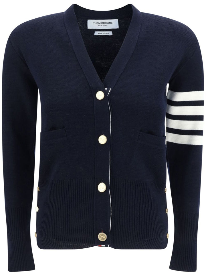 Wool 4-Bar V-Neck Cardigan Women