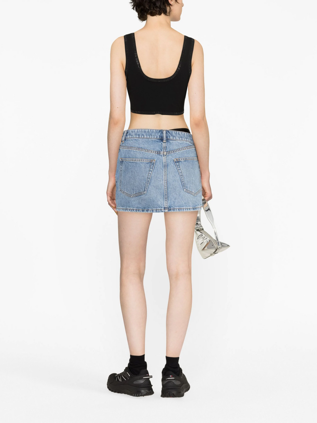 Asymmetric Bikini Layer Mini Skirt In Denim