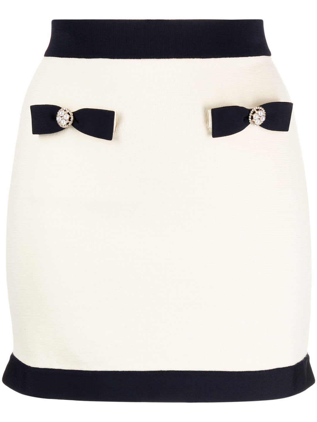 Cream Knit Bow Mini Skirt