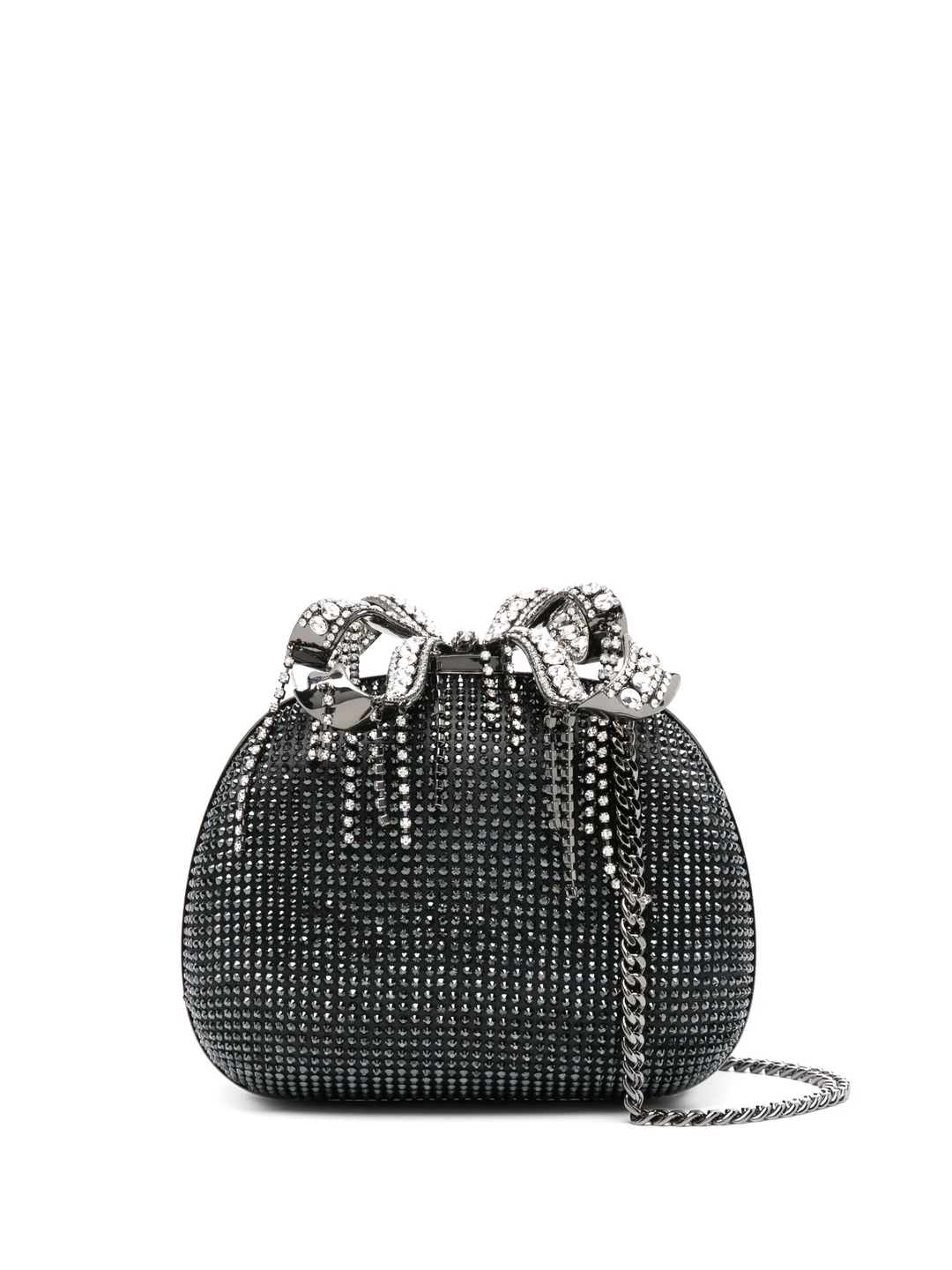 Black Satin Rhinestone Clutch