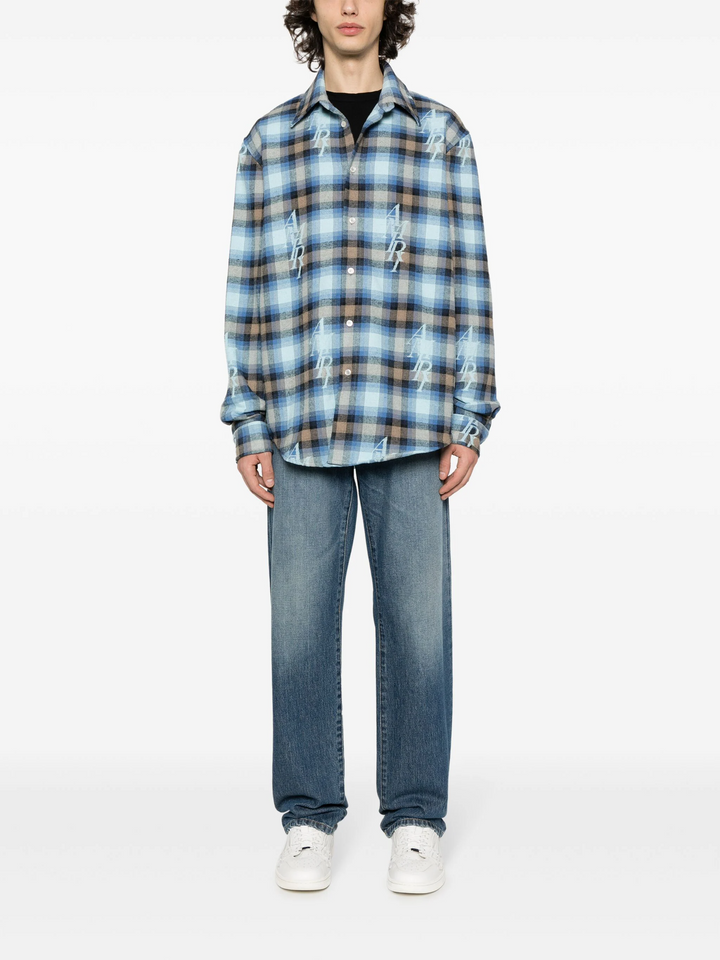 Staggered Plaid Flannel Shirt