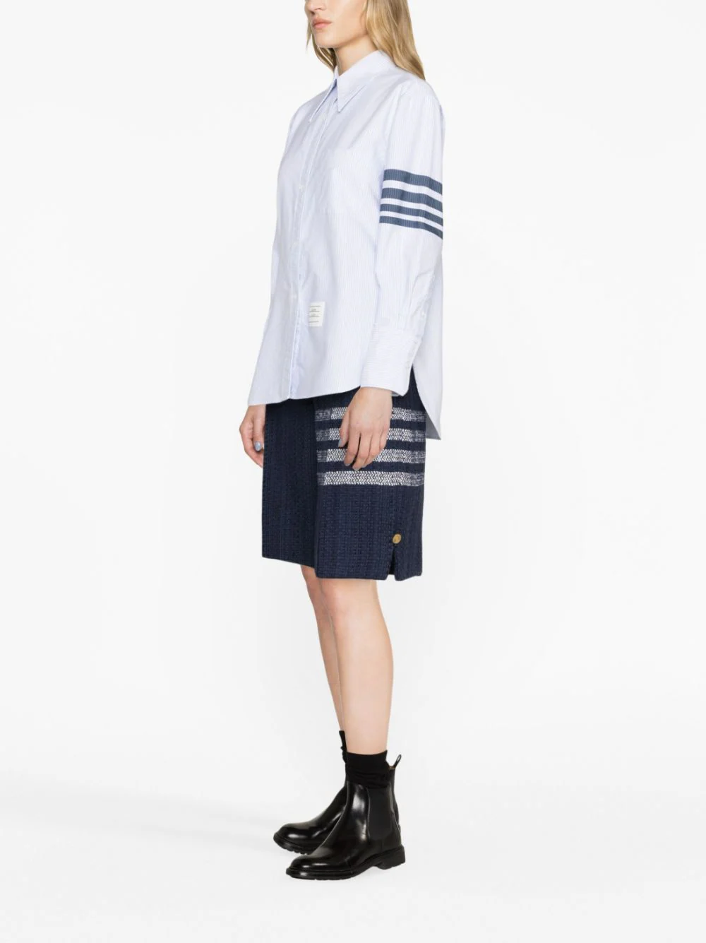 Stripe Oxford 4-Bar Oversized Shirt Women