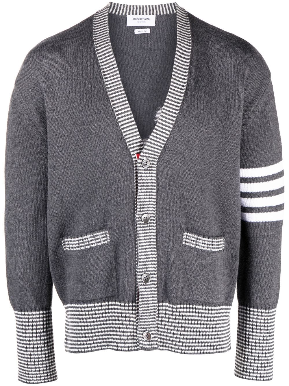 Cotton 4-Bar V-Neck Hector Cardigan