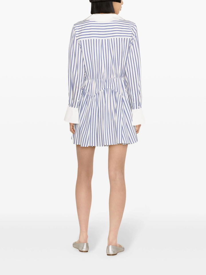 Blue Stripe Cotton Mini Dress