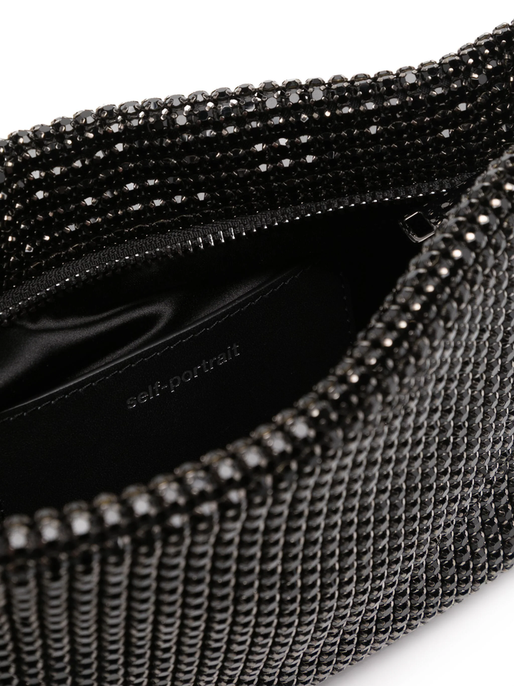 Black Diamante Small Hobo Bag