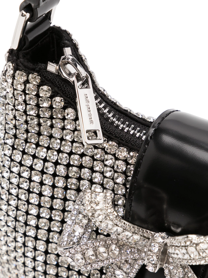 Silver Diamante Crescent Bow Bag