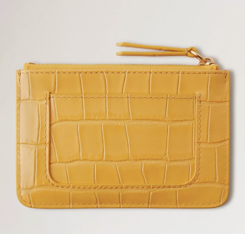 Small Zip Coin Pouch Yellow Matte Small Croc