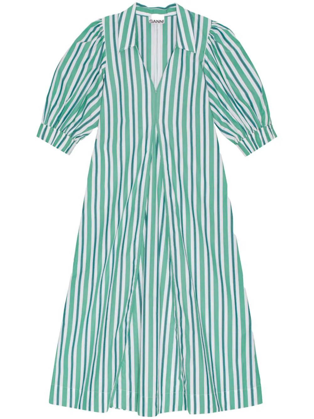 Stripe Cotton Collar Long Dress
