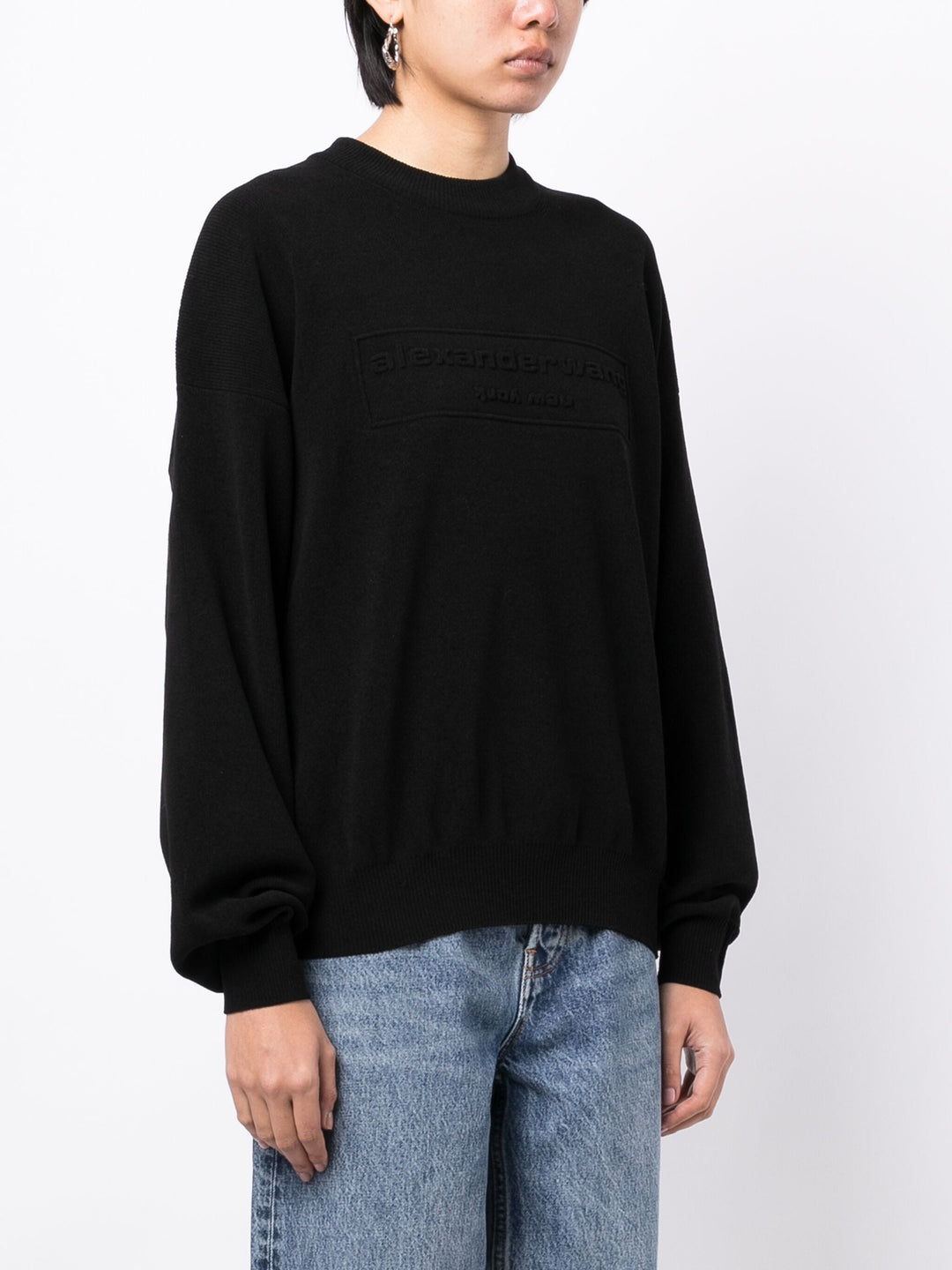 Embossed Logo Ribbed Pullover