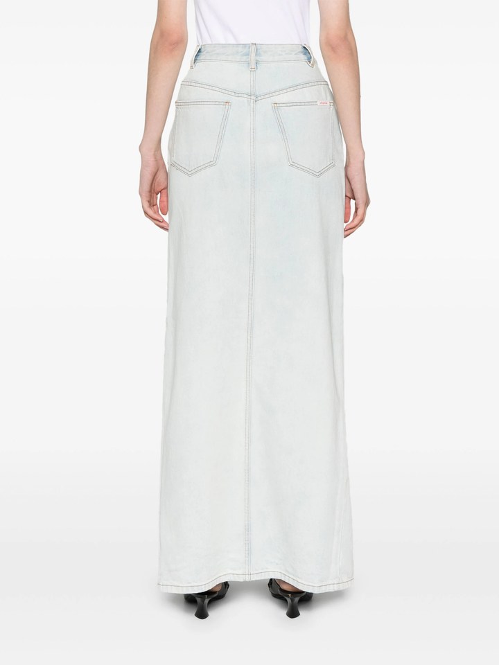 Bleach Wash Denim Maxi Skirt