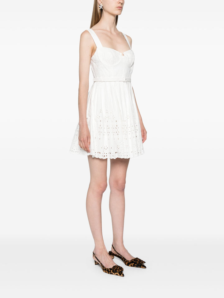 White Cotton Broderie Midi Dress