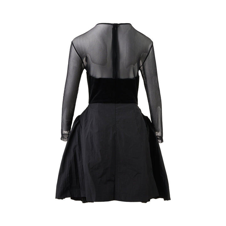 Black Hybrid Pleated Dress