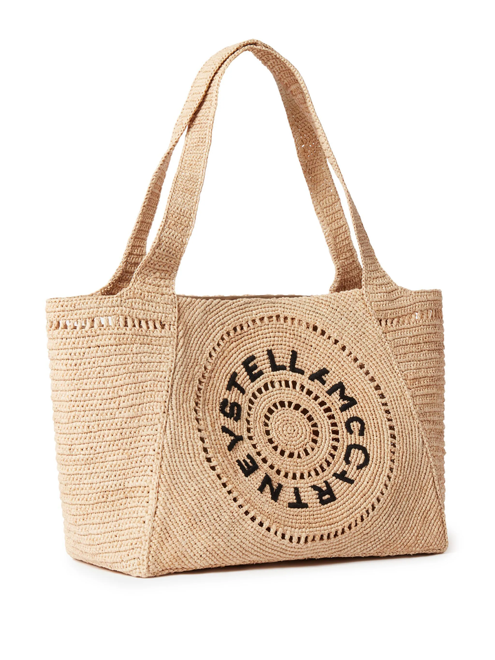 Logo Raffia Medium Tote Bag