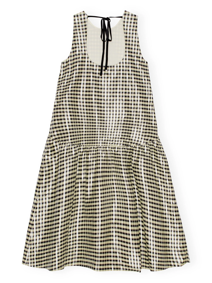 Shiny Check Jacquard Midi Dres