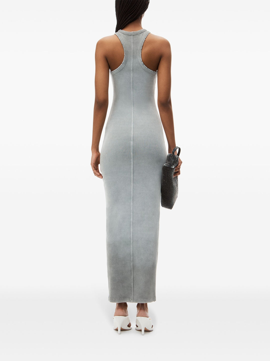 Distressed Maxi Dress In Stretch Crepe