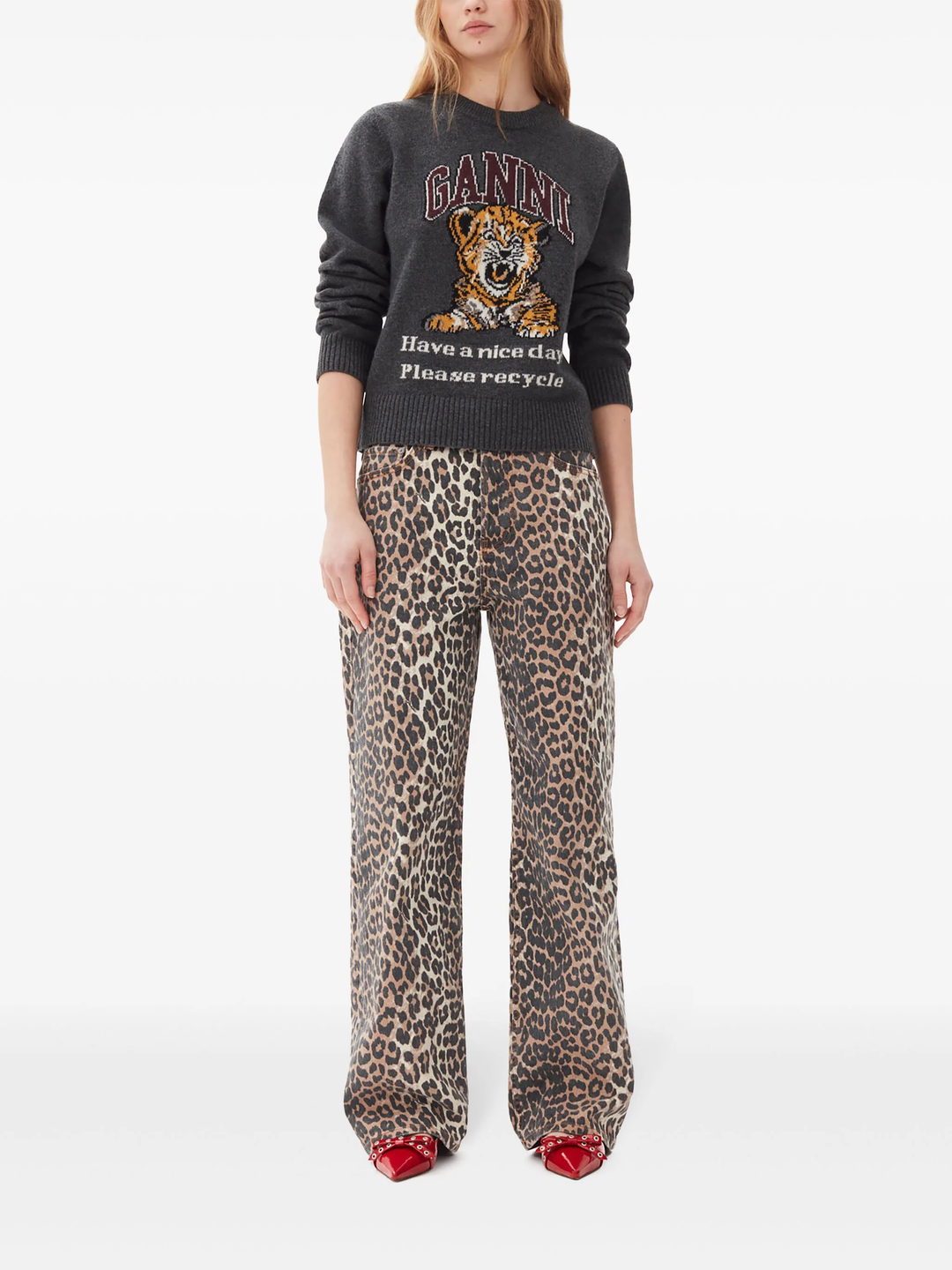 Graphic Wool Mix Tiger Crewneck Sweater