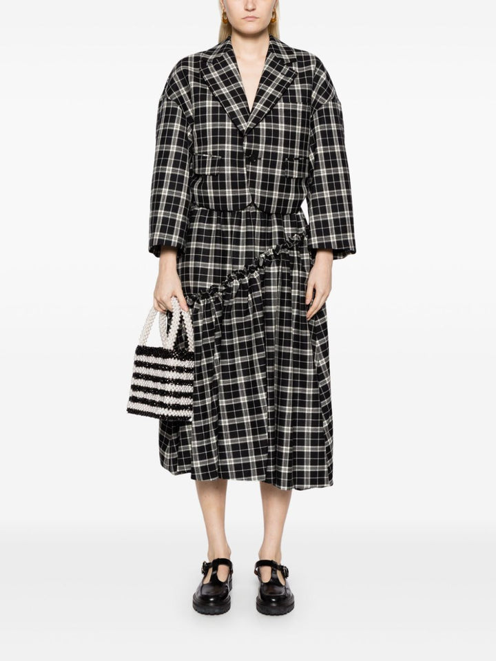 Check Pattern Wool Gabardine Skirt