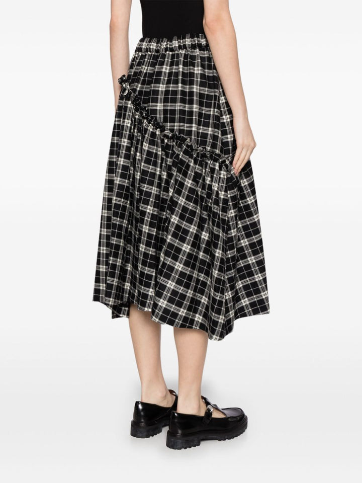 Check Pattern Wool Gabardine Skirt