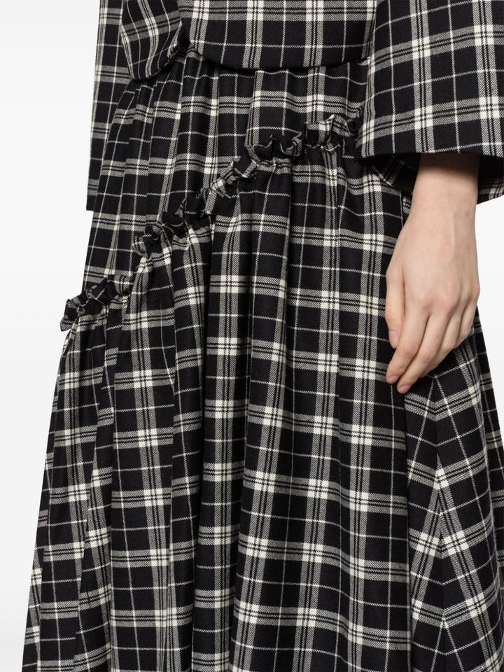 Check Pattern Wool Gabardine Skirt