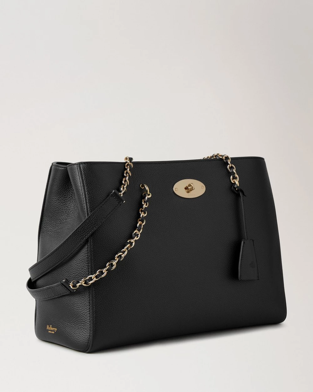 Lily Chain Tote Black Small Classic Grain