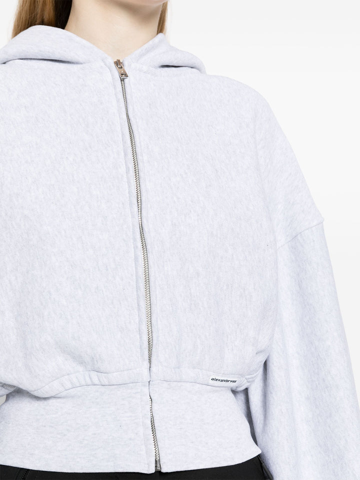 Cropped Zip Up Hoodie In Classic Cotton Terry