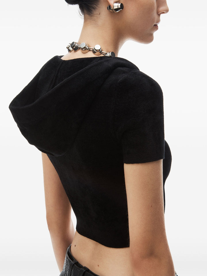 Cropped Zip-Up Hoodie In Chenille
