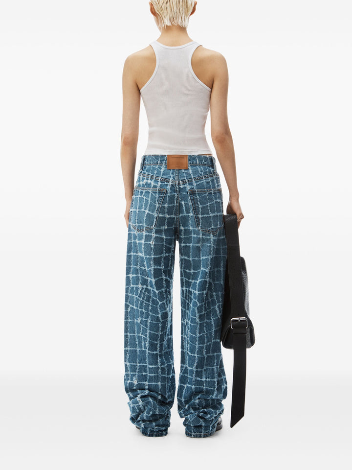 Laser-Distressed Denim Jeans