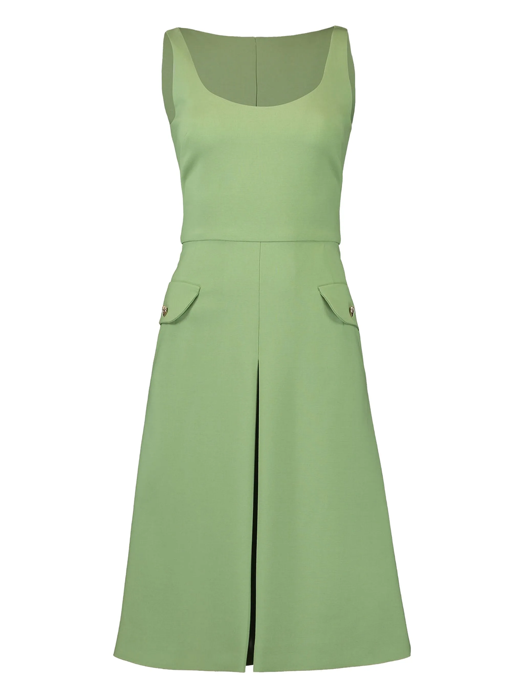 Sleeveless Scoop Neck Button Dress