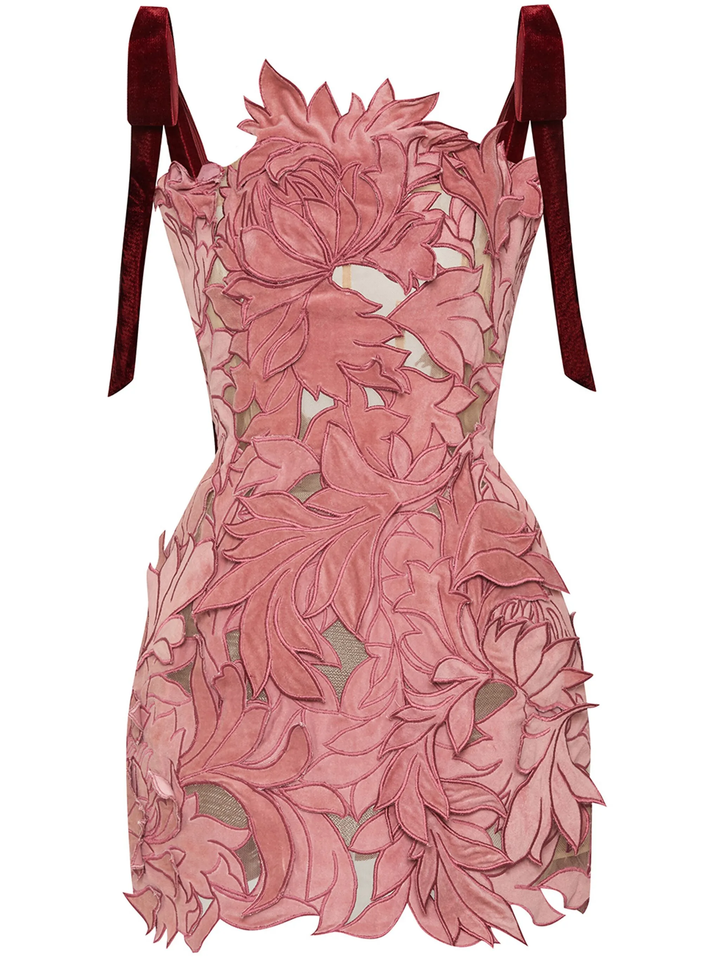 Strapless Peony Guipure Embroidered Dress