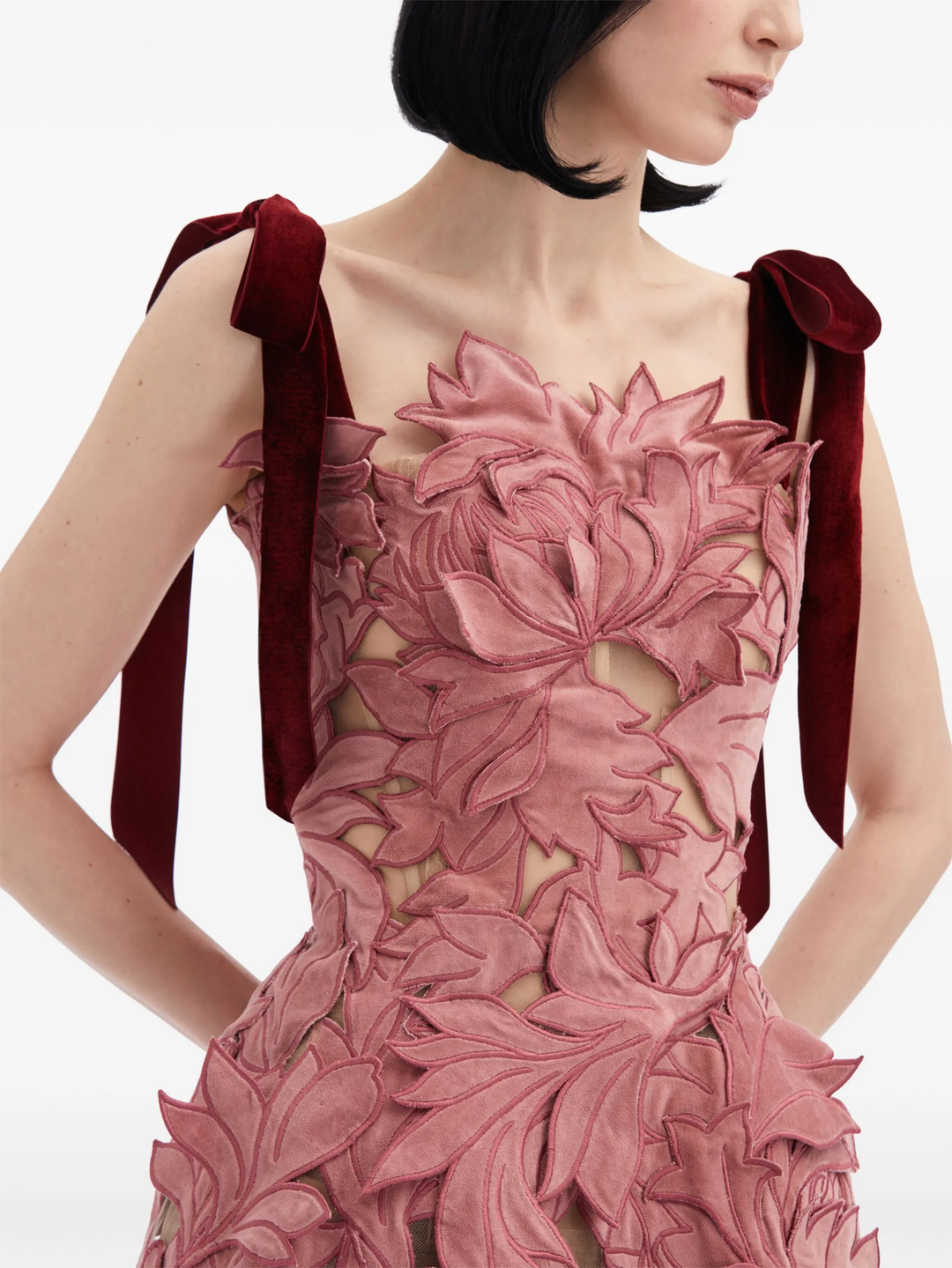 Strapless Peony Guipure Embroidered Dress