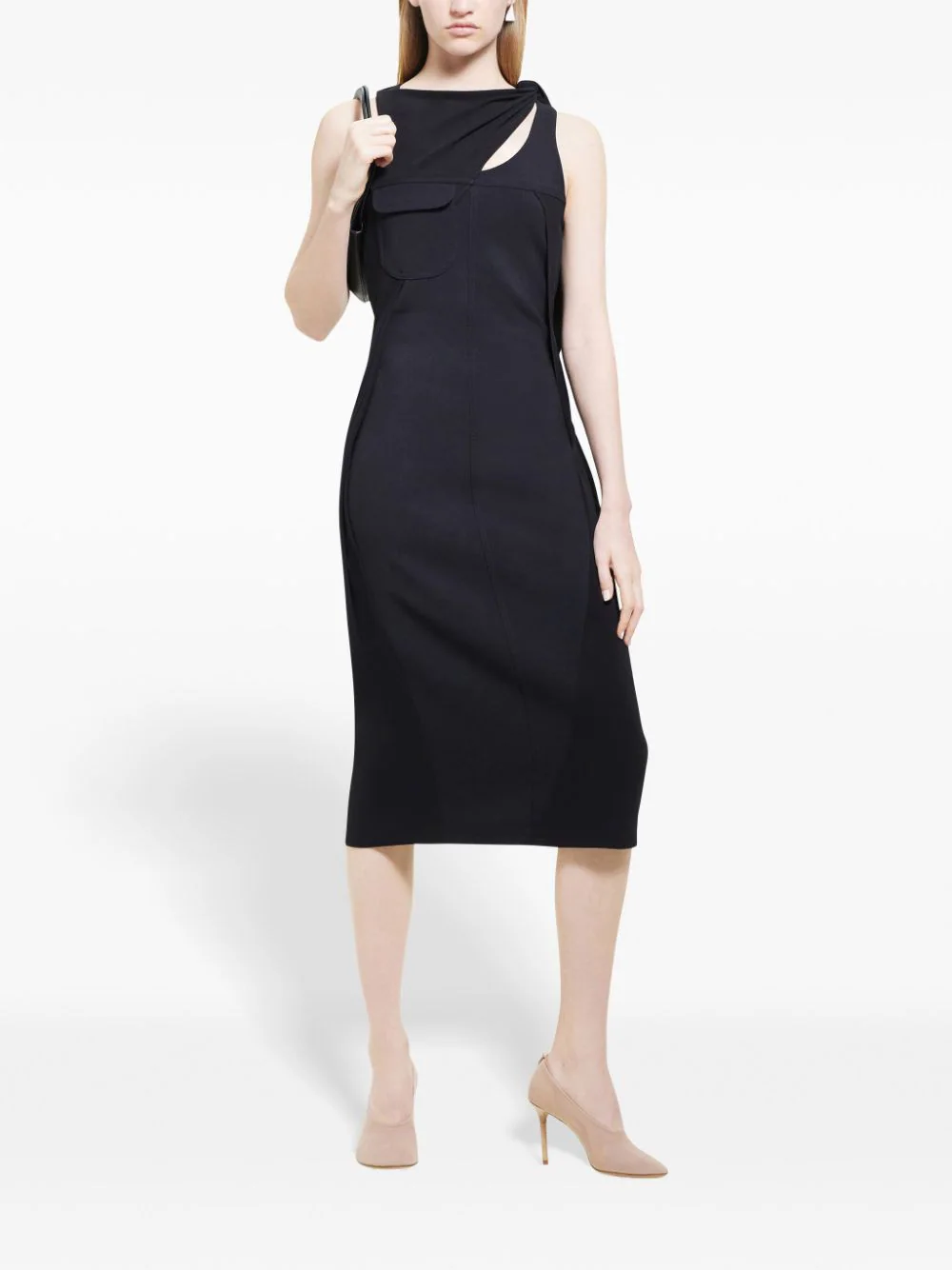 Knot Tailored Wool Long Dress