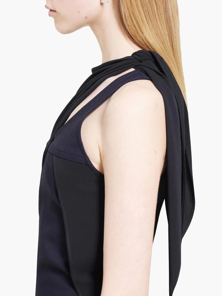 Knot Tailored Wool Long Dress