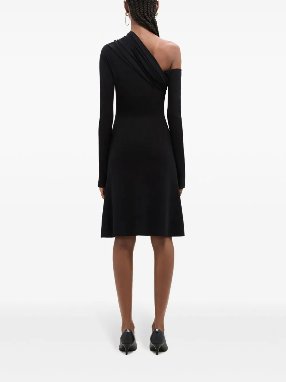 Twist One Sleeve Crepe Dress