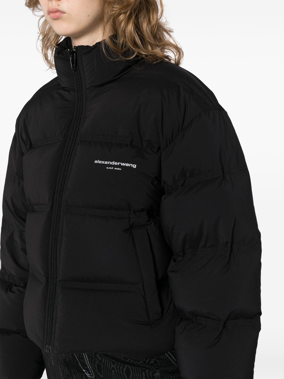 Cropped Puffer Coat With Reflective Logo