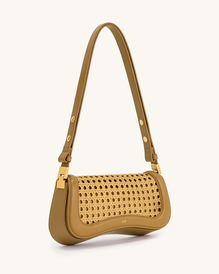 Joy Faux Bamboo Woven Shoulder Bag