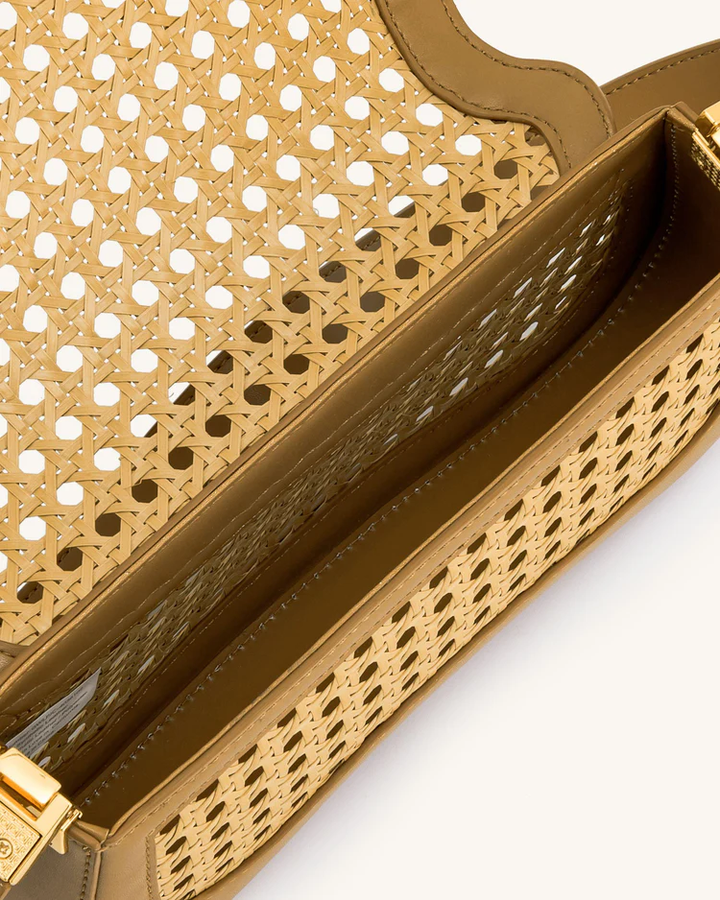 Joy Faux Bamboo Woven Shoulder Bag