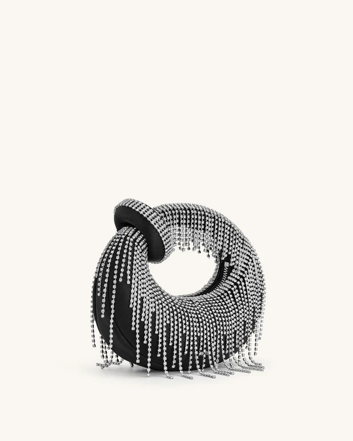 Abacus Satin Artificial Crystal Mini Top Handle Bag