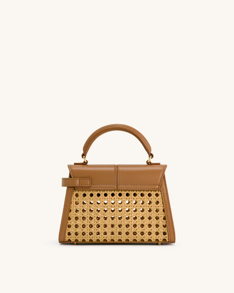 Elise Faux Bamboo Woven Top Handle Bag