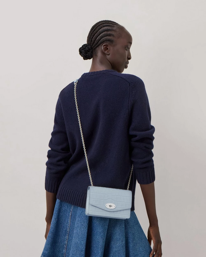 Small Darley Poplin Blue Shiny Small Croc