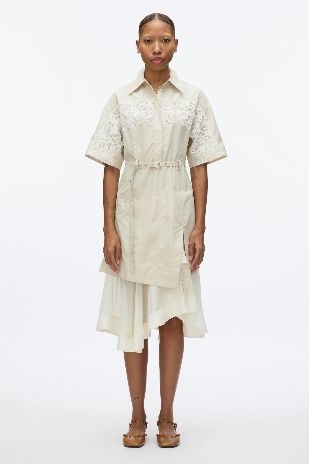 Cascade Hem Combo Shirt Dress